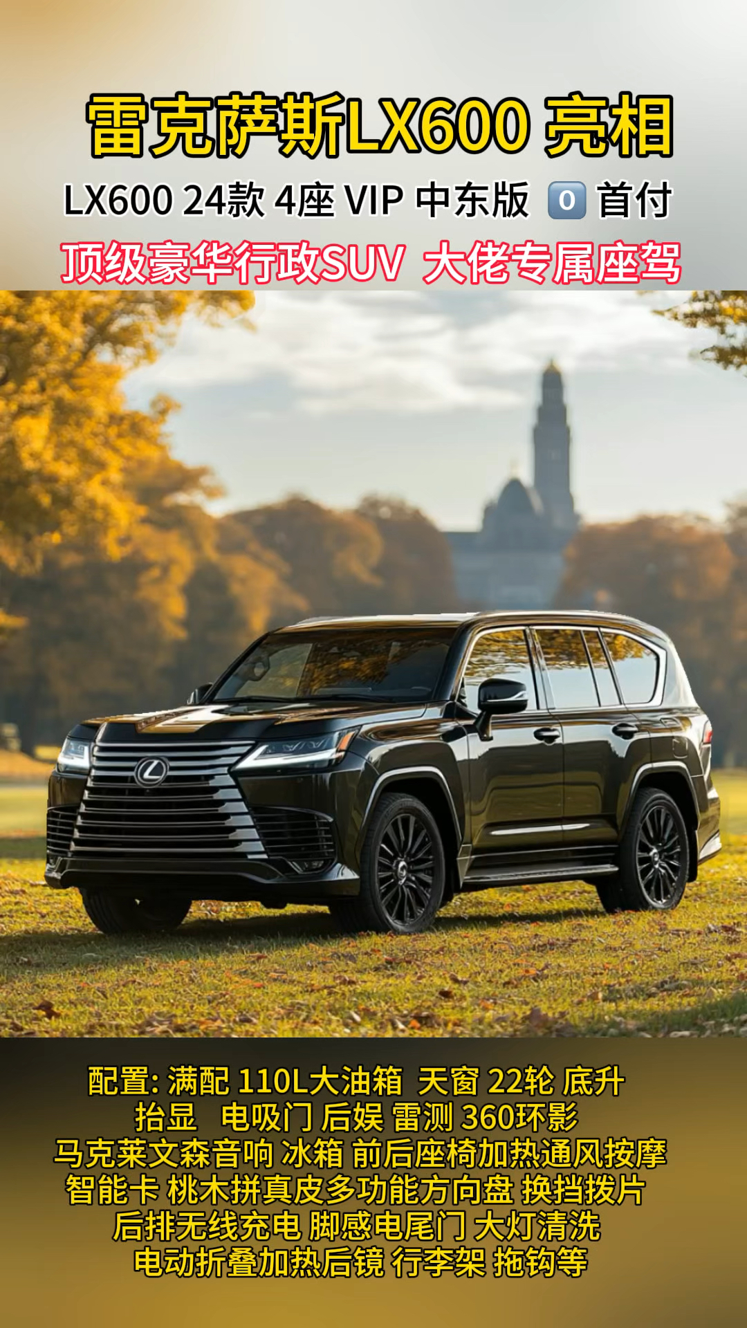 2024款平行进口雷克萨斯LX中东版现车什么价